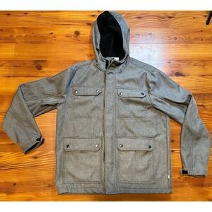Mens size‎ Large Magellan outdoors gray hooded jacket coat fleece lined